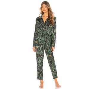 Plush Silky Jungle Print PJ Set in Emerald Print Small New 2 pc women’s pajamas